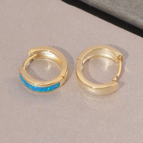 Miniatura 101 de CiNily Aretes Huggie de ópalo con bisagras, chapados en oro, hipoalergénicos, pequeños aretes de aro para mujeres, adolescentes, niñas, hombres