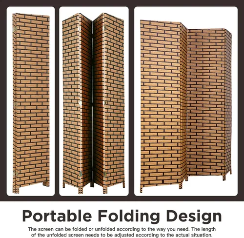 Miniatura 5 de Divisor de habitación Pantalla de madera de 4 paneles de malla de madera, diseño tejido de malla de madera, divisor de pantalla de habitación