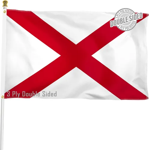 XIFAN Bandera del estado de Alabama de doble cara de 3 x 5 pies, poliéster duradero de servicio pesado de 3 capas, bandera AL con estampado