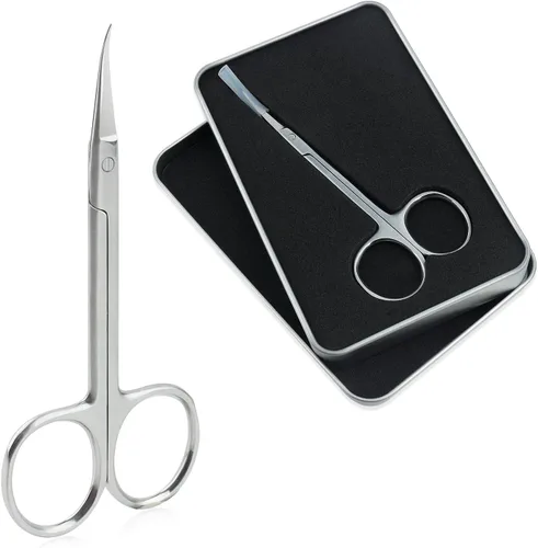 Qunzhao Tijeras de cutícula para mujeres y hombres, curvadas de acero inoxidable con punta de aseo, cuchillas de manicura, uñas para piel seca (1)