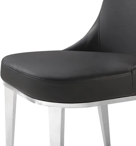 Miniatura 8 de ZURI Modern Norma Silla de comedor - Negro con base de acero inoxidable cepillado