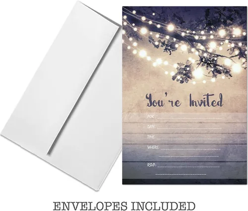 Miniatura 2 de 25 luces al aire libre con invitaciones de fiesta de 5 x 7 pulgadas con sobres