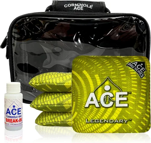 Miniatura 33 de Legendario Bolsos Cornhole ACE Pro + Kits PRO De doble lado, resbaladizos y pegajosos para todo clima Bolsa de descanso opcional y estuche