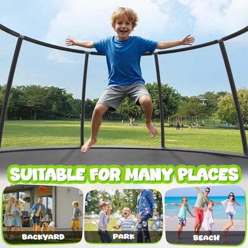 Miniatura 7 de JELENS Trampolín de 8 pies, 10 pies, 12 pies, 14 pies, 15 pies, 16 pies, trampolines recreativos con red de cierre, trampolines antioxidantes
