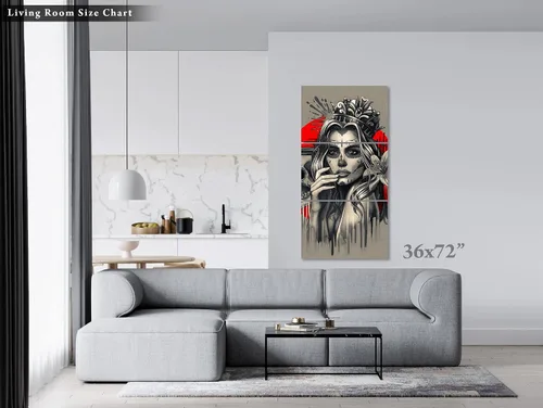 Miniatura 6 de krefta SUGARSKULL GIRL with CROWN - CANVAS WALL ART - Day of the Dead Painting - Tattoo Artist Sugar Skull Queen Flower Poster Gift