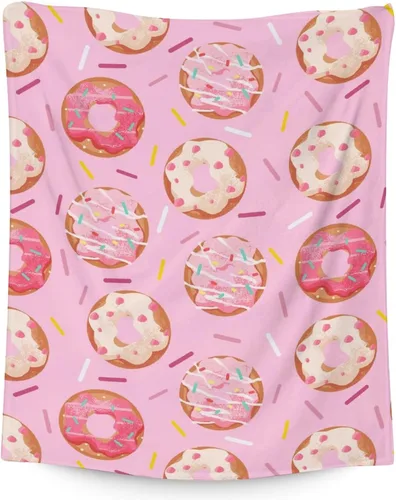 Miniatura 13 de Manta para niñas, 30 x 40 pulgadas, bonita manta de dona para niñas, manta rosa suave y mullida para sofá y oficina
