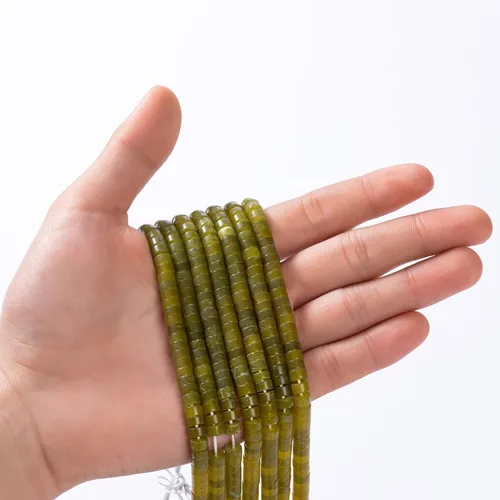 Miniatura 2 de Cuentas espaciadoras de jade de piedra de Taiwán natural 6x3mm 38cm/str Redondas planas sueltas semipreciosas para hacer pulseras y collares Jade