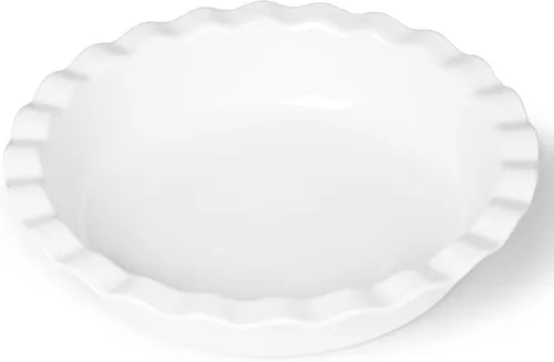 ONTUBE Moldes redondos grandes de cerámica para tartas de 10.5 pulgadas de profundidad, 50 onzas, para hornear, color blanco (blanco, 10.5 pulgadas