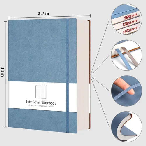Miniatura 5 de AHGXG Diario de puntos y viñetas – Cuaderno grande A4 punteado, 8.5 x 11 pulgadas, 320 páginas de cuadrícula de puntos, papel grueso de 100gsm, tapa