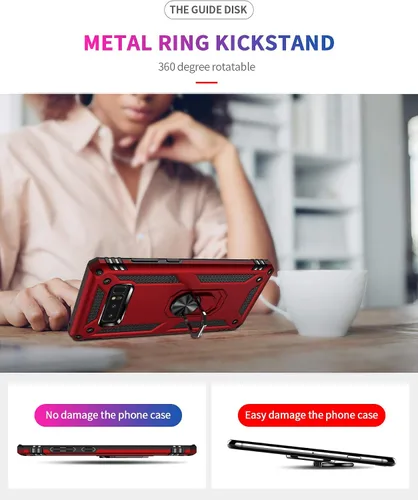 Miniatura 8 de Funda de grado militar para Samsung Galaxy Note 8, soporte de anillo giratorio de metal 360, soporte de soporte magnético integrado para montaje