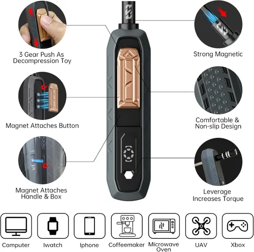 Miniatura 3 de Mini destornillador eléctrico, JAKEMY destornillador de potencia de par ajustable de doble modo, destornillador de precisión magnético inalámbrico