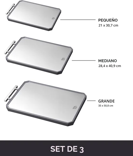 Miniatura 8 de Tabla de cortar extragrande, juego de tablas de cortar de acero inoxidable de doble cara para cocina, acero inoxidable/paja de trigo pp, tabla