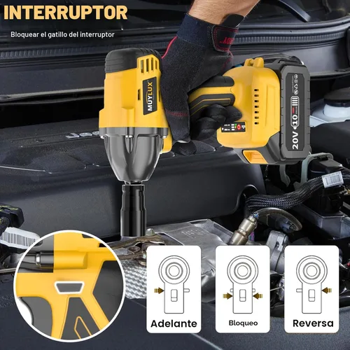 Miniatura 4 de Llave de impacto inalámbrica con batería de 4.0Ah, pistola de impacto sin escobillas de 1/2, 320 pies-libras (430 N·m) Controlador de impacto de 1