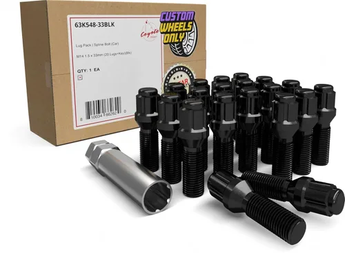 Miniatura 19 de Wheel Accessories Parts 20 pernos de asiento de bellota de rosca M14 x 1.50 con acabado negro, vástago de 1.102 in de longitud de 0.669 in hexagonal