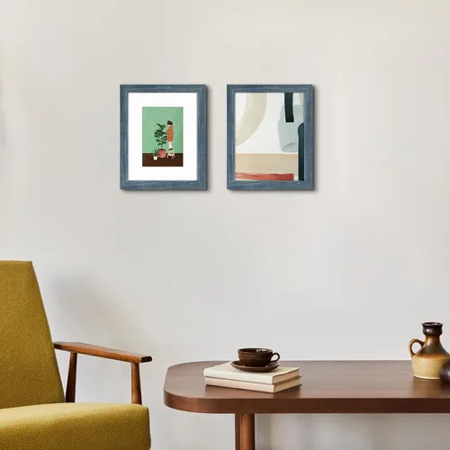 Miniatura 6 de Frametory, Portarretratos de 8 x 10 pulgadas con paspartú para fotos de 5 x 7, para pared y mesa (color azul, paquete de 2)