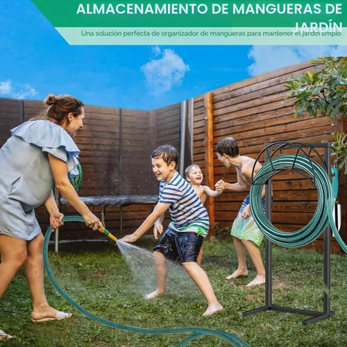 Miniatura 8 de TomCare Soporte para Manguera de Jardín 4 Picos Carrete de Manguera de Jardín Soporte de Manguera Mejorado Almacenamiento de Manguera de Agua