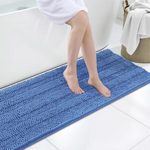 Miniatura 138 de Grandaily Alfombras de baño de felpilla a rayas de 24 x 16 pulgadas, extra gruesas y suaves, absorbentes, parte trasera de goma, alfombra de ducha