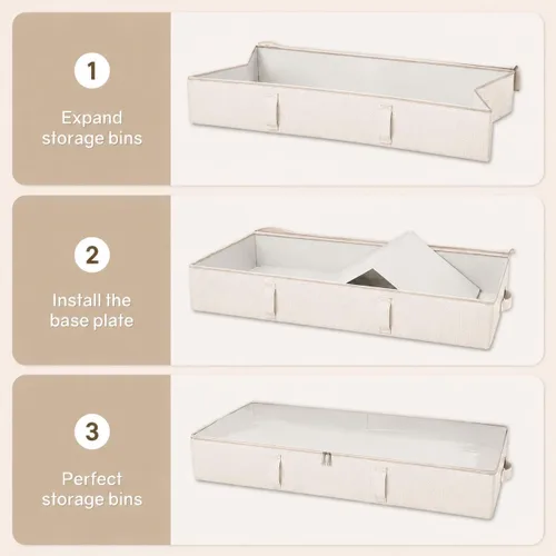 Miniatura 8 de Vailando Contenedores de almacenamiento para debajo de la cama, 6 pulgadas de alto y 60 litros debajo de la cama con asas resistentes y paredes