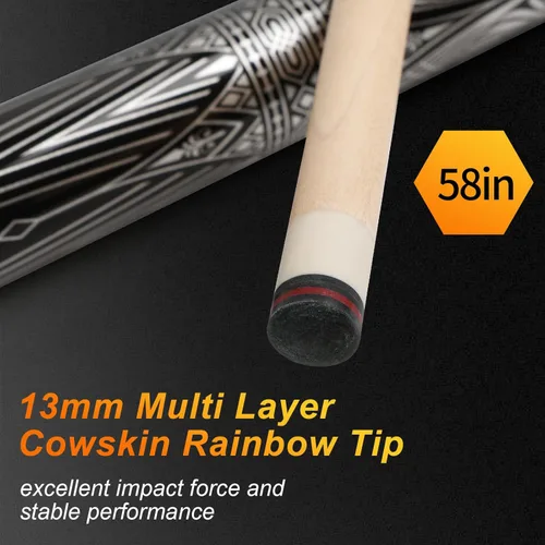Miniatura 5 de Pool Cues Stick,3 in 1 Adjustable Maple Pool Cue Stick Sets Cue Sticks 58 inch Pool Cues Adult Canadian Maple Wood Billiard Stick with Carry Case