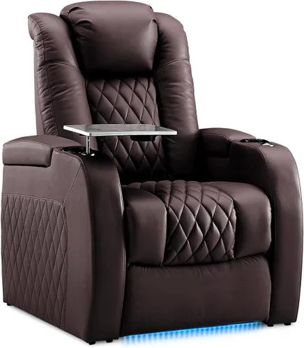 Miniatura 14 de Weilianda Asientos de Cine en Casa de Cuero de Grano Superior Silla Reclinable con Reposacabezas Eléctrico y Reclinación Asientos de Película Sofá