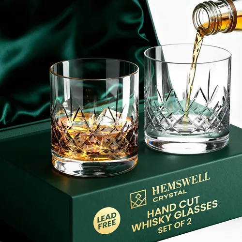 Miniatura 8 de Vaso de Whiskey Individual – Vaso Old Fashioned para Hombres – 11oz Un Vaso Bajo de Cristal Tumbler con Base Sólida y Borde Fino – Vaso de Bourbon