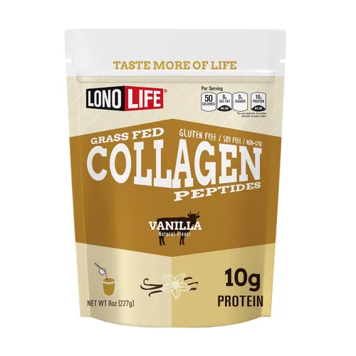 LonoLife - Péptidos de colágeno con sabor a vainilla con 0.35 onzas de proteína, apto para paleo y keto, recipiente de 8 onzas - El embalaje puede