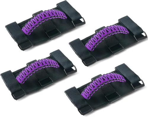 Miniatura 16 de Savadicar Paquete de 4 Asas de Agarre de Barra Enrollable Compatible con 1955-2023 Jeep Wrangler CJ YJ TJ JK JL 4XE & Gladiator JT, Soporte de Negro