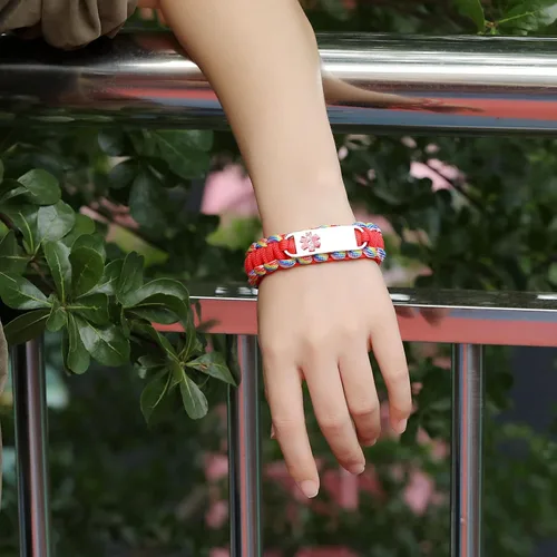 Miniatura 36 de Pulsera de alerta médica Paracord para hombres y mujeres Pulsera de identificación médica de acero inoxidable con hebillas de liberación lateral