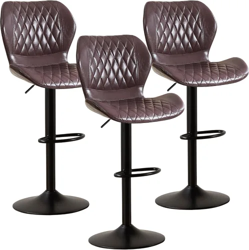 Miniatura 29 de Taburetes de bar modernos, taburetes de bar giratorios con respaldo alto, taburetes de bar de tela ajustables para sillas de isla de cocina