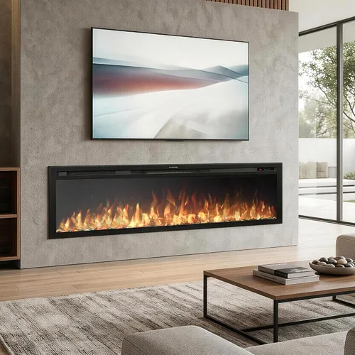 Miniatura 13 de Chimenea eléctrica inteligente WiFi de 33 pulgadas, 13 llamas y lecho de combustible con ciclo automático, calentador de chimenea con control