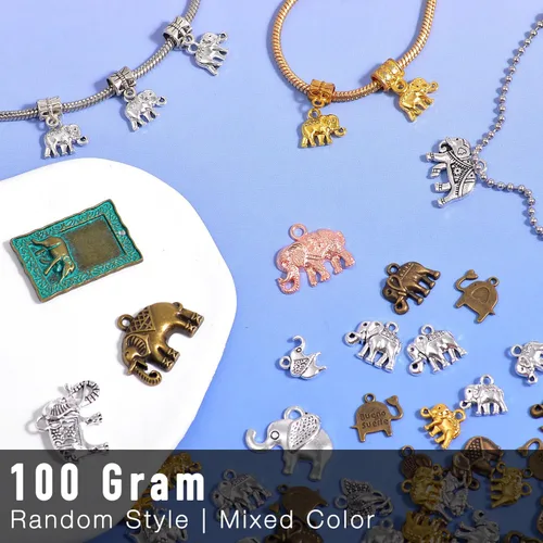 Miniatura 2 de stino - 100 g de dijes colgantes de metal para hacer joyas, lote de dijes bañados en plata y oro para pulseras, collares y manualidades, dijes