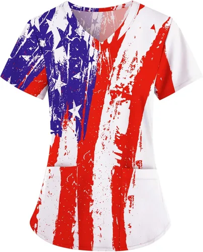 Miniatura 3 de 4th of July Shirts Women Gnome Funny Patriotic Shirts Short Sleeve Tops Regular Fit Vintage Festival Tshirts