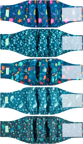 Miniatura 17 de wegreeco Pañales para perros pequeños machos, bandas reutilizables para el vientre para perros machos, pañales lavables para cachorros machos