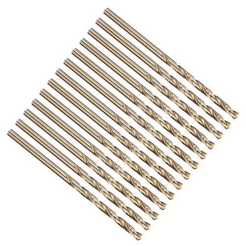 Miniatura 268 de PATIKIL Broca Jobber de 0.039 in, vástago recto M35 cobalto 5% acero de alta velocidad 135° acabado dorado para metal duro de acero inoxidable - 2