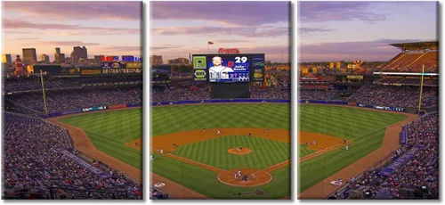 Miniatura 8 de TUMOVO American Sports - Decoración de pared Wrigley Stadium, 3 piezas, arte de pared de estadio de béisbol, cuadros para decoración del hogar