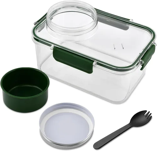 Miniatura 9 de Tarro de ensalada portátil con taza de salsa y tenedor, recipiente grande para ensalada, tarro de Sala-d Pod Mason a prueba de fugas, adecuado