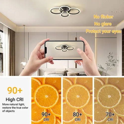 Miniatura 4 de Moderna lámpara LED de techo de 22 pulgadas, 36 W, 3000 lúmenes, 3000 – 6500 K, regulable con control remoto, lámpara de techo empotrada para Negro