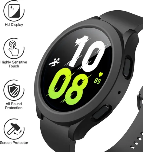 Miniatura 2 de Langboom Funda rígida negra compatible con Samsung Galaxy Watch 5 Galaxy Watch 4 de 1.732 pulgadas (1.732 in) con protector de pantalla, protector