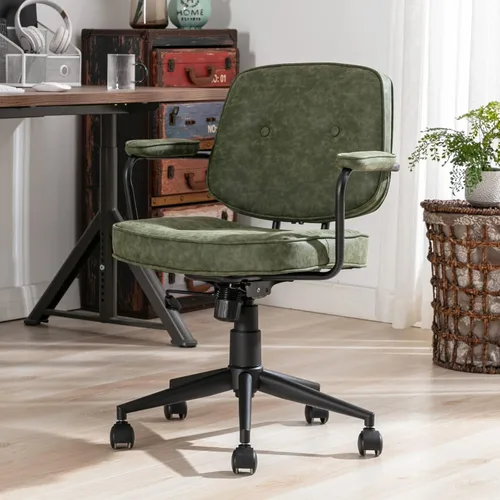 Miniatura 11 de HEAH-YO Juego de 1 sillas de escritorio modernas sin brazos, silla giratoria para computadora con ruedas y reposabrazos, silla de oficina ajustable