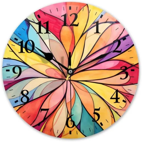 Miniatura 12 de Reloj de pared, funciona con pilas, redondo, silencioso, sin tictac, girasol contra fondo azul, reloj decorativo para cocina, baño, sala de estar