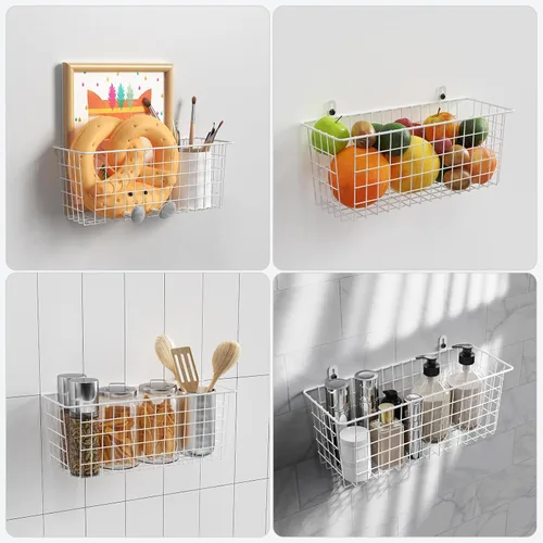 Miniatura 3 de MaraFansie Cesta de alambre [extragrande] organizador de pared colgante para gabinete, cesta de almacenamiento para estantes montados en la pared