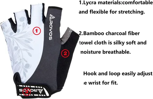 Miniatura 2 de ROVOS Guantes de ciclismo de montaña, guantes de ciclismo para hombresmujeres, almohadillas de absorción de impactos de 0.197 pulgadas (0.197 in)