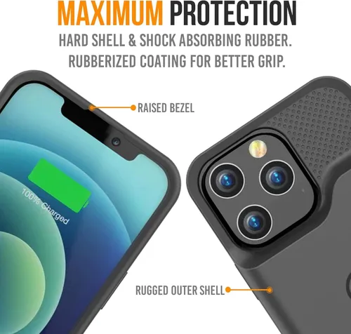 Miniatura 6 de Alpatronix Funda de batería para iPhone 13 Mini (5.4 pulgadas), funda protectora resistente y delgada portátil extendida con carga inalámbrica