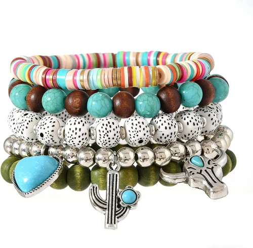 Miniatura 28 de Pulsera Gótica Ajustable de Cuero Trenzado Punk Multicapa de Estilo Grunge, Conjunto de Pulseras Emo con Brazalete de Metal, Envoltura