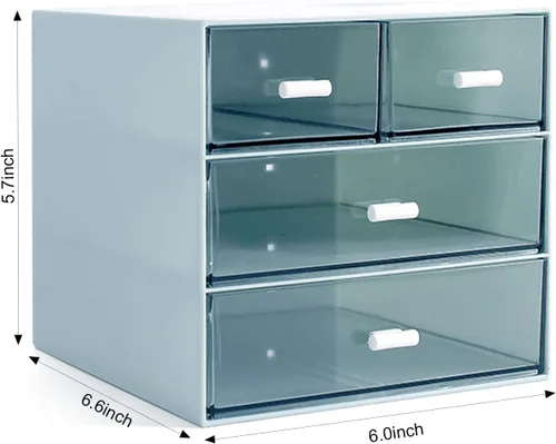 Miniatura 3 de Marknor Organizador de maquillaje, organizador de escritorio con 4 cajones, almacenamiento de artículos diversos, caja de almacenamiento de Azul
