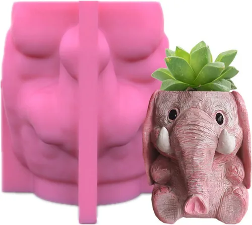 Moldes de maceta de flores de hormigón de elefante sentado, maceta para plantas suculentas, moldes de silicona, molde de portavelas y portaplumas,