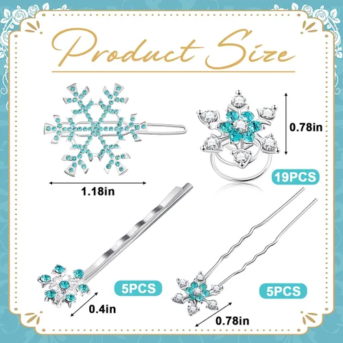 Miniatura 2 de 30 pinzas para el cabello con forma de copo de nieve para mujer, con cristales en espiral, accesorios para el cabello, con diamantes de imitación
