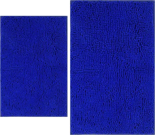 Miniatura 42 de Juegos de alfombras de baño de 2 piezas, alfombra de baño de felpilla extra suave ultra absorbente, alfombra de baño con base antideslizante de PVC