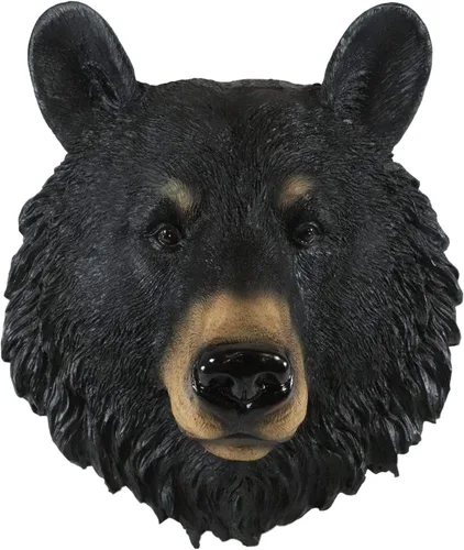 Ebros Gift The Brave - Placa decorativa de pared con cabeza de oso negro de 8 pulgadas de alto, taxidermia, escultura artística con diseño de oso