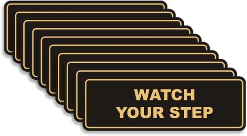 Miniatura 37 de Signs ByLITA Letrero estándar para pared o puerta con texto en inglés «Watch Your Step», señalización de salud y seguridad (negro), mediano